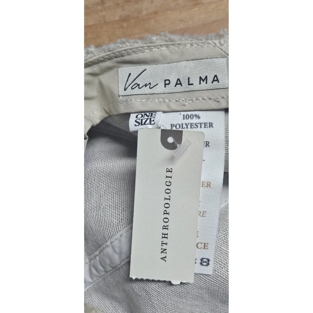 NWT Van Palma Anthropologie Muse Fuzzy faux fur baseball Cap ivory o/s